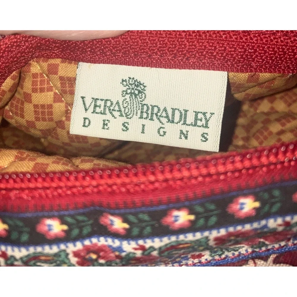 Vintage Vera Bradley Red Leaf Folding Cosmetic Case Travel Bag Rare HTF 1997 USA